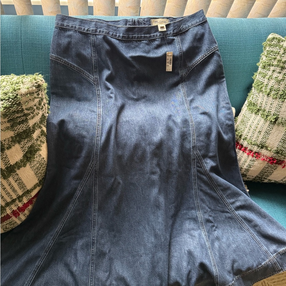 Madewell Blue Midi Circle (A-line) Skirt